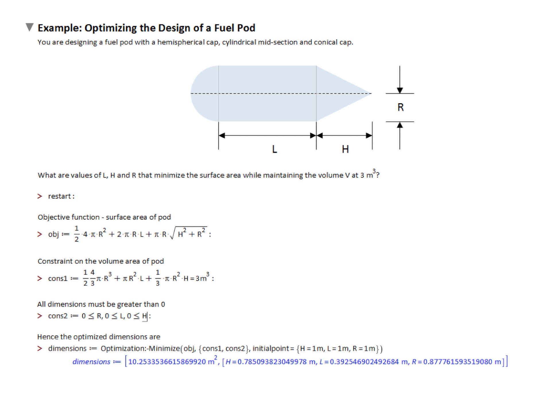 Optimization of a fuel pod