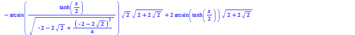 `+`(`-`(`/`(`*`(`/`(1, 2), `*`(`^`(`+`(`-`(`/`(`*`(`+`(tanh(`+`(`*`(`/`(1, 2), `*`(x)))), 1)), `*`(`+`(tanh(`+`(`*`(`/`(1, 2), `*`(x)))), `-`(1)))))), `/`(1, 2)), `*`(`+`(tanh(`+`(`*`(`/`(1, 2), `*`(x...