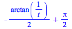 `+`(`-`(`*`(`/`(1, 2), `*`(arctan(`/`(1, `*`(t)))))), `*`(`/`(1, 2), `*`(Pi)))