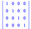 Typesetting:-mprintslash([matrix([[1, 0, 0, 0], [0, 1, 0, 0], [0, 0, 1, 0], [0, 0, 0, 1]])], [array( 1 .. 4, 1 .. 4, [( 1, 4 ) = (0), ( 2, 3 ) = (0), ( 4, 1 ) = (0), ( 2, 4 ) = (0), ( 3, 3 ) = (1), ( ...