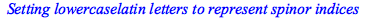 `Setting lowercaselatin letters to represent spinor indices `