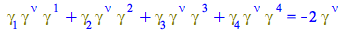 Typesetting:-mprintslash([`+`(Physics:-`*`(Physics:-Dgamma[1], Physics:-Dgamma[`~nu`], Physics:-Dgamma[`~1`]), Physics:-`*`(Physics:-Dgamma[2], Physics:-Dgamma[`~nu`], Physics:-Dgamma[`~2`]), Physics:...