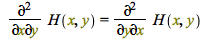 diff(H(x, y), x, y) = diff(H(x, y), y, x)