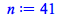 Typesetting:-mprintslash([n := 41], [41])