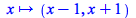 proc (x) options operator, arrow; `+`(x, `-`(1)), `+`(x, 1) end proc