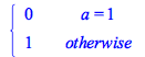 Typesetting:-mprintslash([PIECEWISE([0, a = 1], [1, otherwise])], [piecewise(a = 1, 0, 1)])