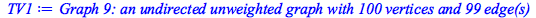 Typesetting:-mprintslash([TV1 := `Graph 9: an undirected unweighted graph with 100 vertices and 99 edge(s)`], [GRAPHLN(undirected, unweighted, [1, 2, 3, 4, 5, 6, 7, 8, 9, 10, 11, 12, 13, 14, 15, 16, 1...