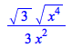 `+`(`/`(`*`(`/`(1, 3), `*`(`^`(3, `/`(1, 2)), `*`(`^`(`*`(`^`(x, 4)), `/`(1, 2))))), `*`(`^`(x, 2))))