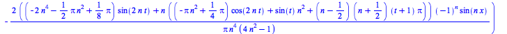 u(x, t) = `/`(`*`(`+`(`*`(Sum(`+`(`-`(`/`(`*`(2, `*`(`+`(`*`(`+`(`-`(`*`(2, `*`(`^`(n, 4)))), `-`(`*`(`/`(1, 2), `*`(Pi, `*`(`^`(n, 2))))), `*`(`/`(1, 8), `*`(Pi))), `*`(sin(`+`(`*`(2, `*`(n, `*`(t)))...