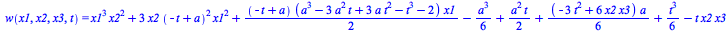 w(x1, x2, x3, t) = `+`(`*`(`^`(x1, 3), `*`(`^`(x2, 2))), `*`(3, `*`(x2, `*`(`^`(`+`(`-`(t), a), 2), `*`(`^`(x1, 2))))), `*`(`/`(1, 2), `*`(`+`(`-`(t), a), `*`(`+`(`*`(`^`(a, 3)), `-`(`*`(3, `*`(`^`(a,...