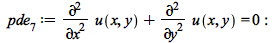 pde__7 := `+`(diff(u(x, y), x, x), diff(u(x, y), y, y)) = 0; -1