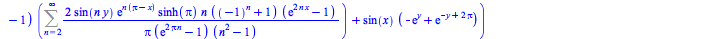 u(x, y) = `/`(`*`(`+`(`*`(`+`(exp(`+`(`*`(2, `*`(Pi)))), `-`(1)), `*`(Sum(`/`(`*`(`^`(-1, n), `*`(n, `*`(`+`(exp(`+`(`*`(2, `*`(Pi)))), `-`(1)), `*`(exp(`+`(`*`(n, `*`(`+`(Pi, `-`(y)))), `-`(Pi))), `*...