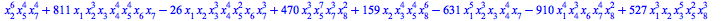 Typesetting:-mprintslash([h := `+`(`-`(`*`(474, `*`(`^`(x[1], 5), `*`(`^`(x[3], 4), `*`(`^`(x[4], 3), `*`(x[5], `*`(`^`(x[6], 2)))))))), `*`(429, `*`(`^`(x[1], 4), `*`(`^`(x[2], 2), `*`(x[3], `*`(`^`(...