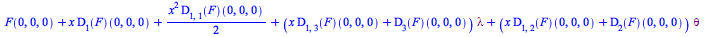 Typesetting:-mprintslash([`+`(F(0, 0, 0), `*`(x, `*`((D[1](F))(0, 0, 0))), `*`(`/`(1, 2), `*`(`^`(x, 2), `*`((D[1, 1](F))(0, 0, 0)))), `*`(`+`(`*`(x, `*`((D[1, 3](F))(0, 0, 0))), (D[3](F))(0, 0, 0)), ...