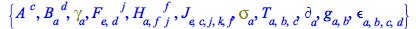 {A[`~c`], B[a, `~d`], Physics:-Dgamma[a], F[e, d, `~j`], H[a, f, `~f`, j], J[e, c, j, k, f], Physics:-Psigma[a], T[a, b, c], Physics:-d_[a], Physics:-g_[a, b], Physics:-LeviCivita[a, b, c, d]}