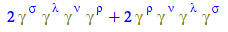 Typesetting:-mprintslash([`+`(`*`(2, `*`(Physics:-`*`(Physics:-Dgamma[`~sigma`], Physics:-Dgamma[`~lambda`], Physics:-Dgamma[`~nu`], Physics:-Dgamma[`~rho`]))), `*`(2, `*`(Physics:-`*`(Physics:-Dgamma...