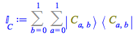 Typesetting:-mprintslash([`𝕀__C` := Sum(Sum(Physics:-`*`(Physics:-Ket(C, a, b), Physics:-Bra(C, a, b)), a = 0 .. 1), b = 0 .. 1)], [Sum(Sum(Physics:-`*`(Physics:-Ket(C, a, b), Physics:-Bra(C, a, ...