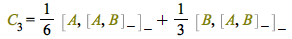 C[3] = `+`(`*`(`/`(1, 2), `*`(%Commutator(B, %Commutator(A, B)))))