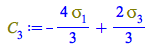 Typesetting:-mprintslash([C[3] := `+`(`-`(`*`(`/`(4, 3), `*`(Physics:-Psigma[1]))), `*`(`/`(2, 3), `*`(Physics:-Psigma[3])))], [`+`(`-`(`*`(`/`(4, 3), `*`(Physics:-Psigma[1]))), `*`(`/`(2, 3), `*`(Phy...