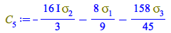 Typesetting:-mprintslash([C[5] := `+`(`-`(`*`(`+`(`*`(`/`(16, 3), `*`(I))), `*`(Physics:-Psigma[2]))), `-`(`*`(`/`(8, 9), `*`(Physics:-Psigma[1]))), `-`(`*`(`/`(158, 45), `*`(Physics:-Psigma[3]))))], ...