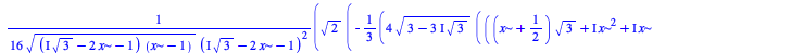 `+`(`/`(`*`(`/`(1, 16), `*`(`^`(2, `/`(1, 2)), `*`(`+`(`-`(`*`(`/`(4, 3), `*`(`^`(`+`(3, `-`(`*`(`+`(`*`(3, `*`(I))), `*`(`^`(3, `/`(1, 2)))))), `/`(1, 2)), `*`(`+`(`*`(`+`(`*`(`+`(x, `/`(1, 2)), `*`(...