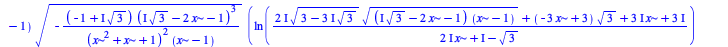 `+`(`/`(`*`(`/`(1, 16), `*`(`^`(2, `/`(1, 2)), `*`(`+`(`-`(`*`(`/`(4, 3), `*`(`^`(`+`(3, `-`(`*`(`+`(`*`(3, `*`(I))), `*`(`^`(3, `/`(1, 2)))))), `/`(1, 2)), `*`(`+`(`*`(`+`(`*`(`+`(x, `/`(1, 2)), `*`(...