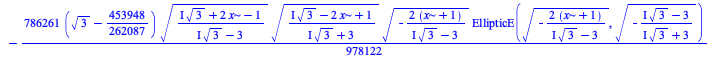 `+`(`/`(`*`(3912488, `*`(`^`(`*`(`+`(`*`(`^`(x, 3)), 1), `*`(`^`(`+`(`-`(x), `-`(1), `*`(`^`(3, `/`(1, 2)))), 2))), `/`(1, 2)), `*`(`+`(`*`(`^`(`/`(`*`(`+`(`*`(I, `*`(`^`(3, `/`(1, 2)))), `*`(2, `*`(x...