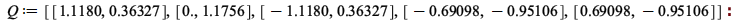 Q := [[1.1180, .36327], [0., 1.1756], [-1.1180, .36327], [-.69098, -.95106], [.69098, -.95106]]; -1