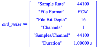 Typesetting:-mprintslash([aud_noise := MATRIX([[