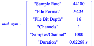 Typesetting:-mprintslash([aud_sym := MATRIX([[