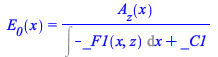 Typesetting:-mprintslash([E__0(x) = `/`(`*`(A__z(x)), `*`(`+`(Int(`+`(`-`(_F1(x, z))), x), _C1)))], [E__0(x) = `/`(`*`(A__z(x)), `*`(`+`(Int(`+`(`-`(_F1(x, z))), x), _C1)))])