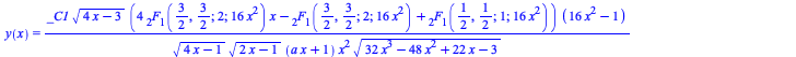 y(x) = `+`(`/`(`*`(_C1, `*`(`^`(`+`(`*`(4, `*`(x)), `-`(3)), `/`(1, 2)), `*`(`+`(`*`(4, `*`(hypergeom([`/`(3, 2), `/`(3, 2)], [2], `+`(`*`(16, `*`(`^`(x, 2))))), `*`(x))), `-`(hypergeom([`/`(3, 2), `/...