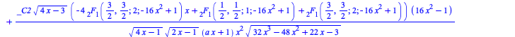 y(x) = `+`(`/`(`*`(_C1, `*`(`^`(`+`(`*`(4, `*`(x)), `-`(3)), `/`(1, 2)), `*`(`+`(`*`(4, `*`(hypergeom([`/`(3, 2), `/`(3, 2)], [2], `+`(`*`(16, `*`(`^`(x, 2))))), `*`(x))), `-`(hypergeom([`/`(3, 2), `/...