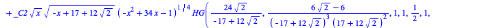 y(x) = `+`(`*`(_C1, `*`(`^`(x, `/`(1, 2)), `*`(`^`(`+`(`-`(`*`(`^`(x, 2))), `*`(34, `*`(x)), `-`(1)), `/`(3, 4)), `*`(HeunG(`+`(`/`(`*`(24, `*`(`^`(2, `/`(1, 2)))), `*`(`+`(`-`(17), `*`(12, `*`(`^`(2,...