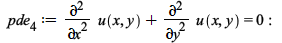 pde__4 := `+`(diff(u(x, y), x, x), diff(u(x, y), y, y)) = 0; -1