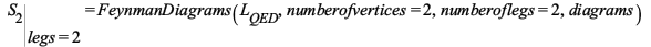 %eval(S[2], `=`(legs, 2)) = FeynmanDiagrams(L__QED, numberofvertices = 2, numberoflegs = 2, diagrams); 