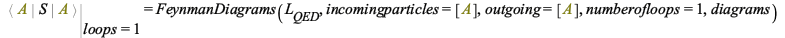 %eval(%Bracket(A, S, A), `=`(loops, 1)) = FeynmanDiagrams(L__QED, incomingparticles = [A], outgoing = [A], numberofloops = 1, diagrams); 