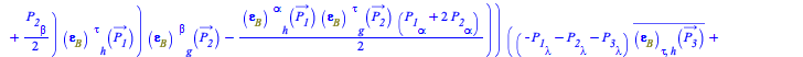 Typesetting:-mprintslash([`+`(`/`(`*`(`*`(`/`(1, 8), `*`(I)), `*`(Dirac(`+`(`-`(P__3[sigma]), `-`(P__4[sigma]), P__1[sigma], P__2[sigma])), `*`(`^`(q, 2), `*`(`+`(`*`(`+`(P__1[`~kappa`], P__2[`~kappa`...