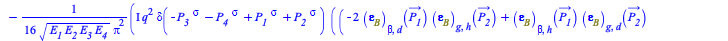 Typesetting:-mprintslash([`+`(`/`(`*`(`*`(`/`(1, 8), `*`(I)), `*`(Dirac(`+`(`-`(P__3[sigma]), `-`(P__4[sigma]), P__1[sigma], P__2[sigma])), `*`(`^`(q, 2), `*`(`+`(`*`(`+`(P__1[`~kappa`], P__2[`~kappa`...