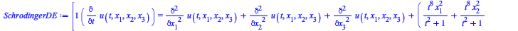 Typesetting:-mprintslash([SchrodingerDE := [`*`(I, `*`(diff(u(t, x[1], x[2], x[3]), t))) = `+`(diff(u(t, x[1], x[2], x[3]), `$`(x[1], 2)), diff(u(t, x[1], x[2], x[3]), `$`(x[2], 2)), diff(u(t, x[1], x...