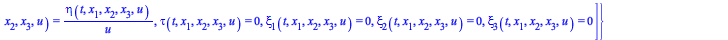 Typesetting:-mprintslash([`&where`([`+`(`*`(tau(t, x[1], x[2], x[3], u), `*`(Diff(``, t))), `*`(xi[1](t, x[1], x[2], x[3], u), `*`(Diff(``, x[1]))), `*`(xi[2](t, x[1], x[2], x[3], u), `*`(Diff(``, x[2...