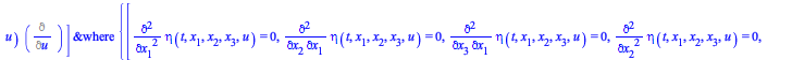 Typesetting:-mprintslash([R := `&where`([`+`(`*`(tau(t, x[1], x[2], x[3], u), `*`(Diff(``, t))), `*`(xi[1](t, x[1], x[2], x[3], u), `*`(Diff(``, x[1]))), `*`(xi[2](t, x[1], x[2], x[3], u), `*`(Diff(``...