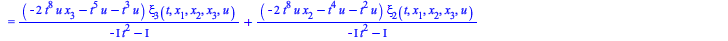 Typesetting:-mprintslash([R := `&where`([`+`(`*`(tau(t, x[1], x[2], x[3], u), `*`(Diff(``, t))), `*`(xi[1](t, x[1], x[2], x[3], u), `*`(Diff(``, x[1]))), `*`(xi[2](t, x[1], x[2], x[3], u), `*`(Diff(``...