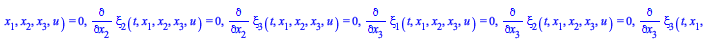 Typesetting:-mprintslash([R := `&where`([`+`(`*`(tau(t, x[1], x[2], x[3], u), `*`(Diff(``, t))), `*`(xi[1](t, x[1], x[2], x[3], u), `*`(Diff(``, x[1]))), `*`(xi[2](t, x[1], x[2], x[3], u), `*`(Diff(``...