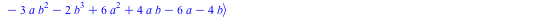 POLYNOMIALIDEAL(a, `+`(`*`(2, `*`(c)), `-`(b)), `+`(`-`(4), `-`(`*`(2, `*`(`^`(b, 2)))), `*`(3, `*`(d, `*`(b)))), variables = {a, b, c, d}, characteristic = 0, known_groebner_bases = (table( [( lexdeg...