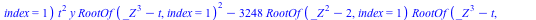 `+`(`*`(21204, `*`(`^`(x, 3), `*`(y, `*`(t)))), `*`(1462, `*`(`^`(y, 3), `*`(RootOf(`+`(`*`(`^`(_Z, 2)), `-`(2)), index = 1), `*`(x, `*`(`^`(RootOf(`+`(`*`(`^`(_Z, 3)), `-`(t)), index = 1), 2), `*`(t)...