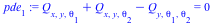 pde[1] := `+`(Q[x, y, theta[1]], Q[x, y, theta[2]], `-`(Q[y, theta[1], theta[2]])) = 0