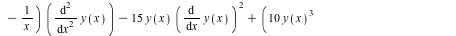 ode[4] := diff(y(x), x, x, x, x) = `+`(`*`(5, `*`(y(x), `*`(diff(y(x), x, x, x)))), `*`(`+`(`*`(10, `*`(diff(y(x), x))), `-`(`*`(10, `*`(`^`(y(x), 2)))), `-`(`/`(1, `*`(x)))), `*`(diff(y(x), x, x))), ...