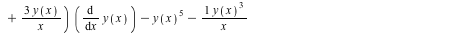 ode[4] := diff(y(x), x, x, x, x) = `+`(`*`(5, `*`(y(x), `*`(diff(y(x), x, x, x)))), `*`(`+`(`*`(10, `*`(diff(y(x), x))), `-`(`*`(10, `*`(`^`(y(x), 2)))), `-`(`/`(1, `*`(x)))), `*`(diff(y(x), x, x))), ...