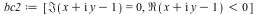 bc2 := [Im(`+`(x, `*`(I, `*`(y)), `-`(1))) = 0, `<`(Re(`+`(x, `*`(I, `*`(y)), `-`(1))), 0)]